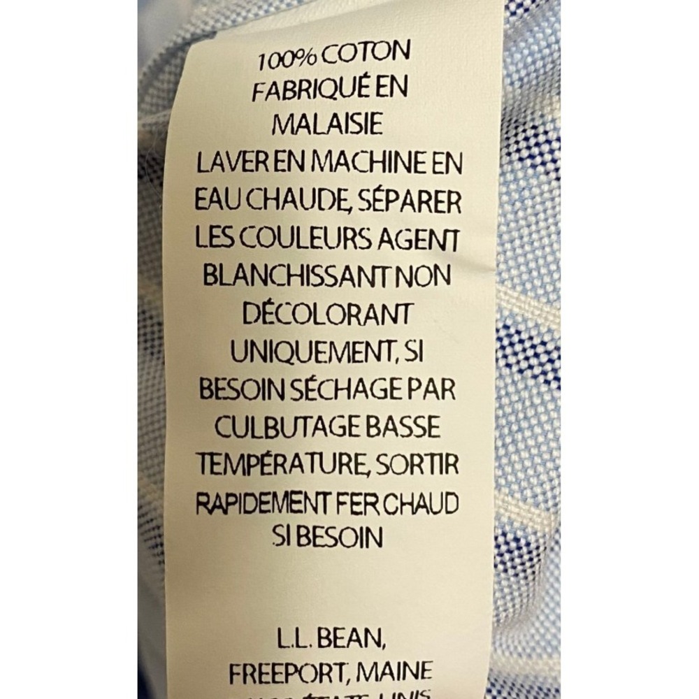 LL BEAN Men's 16.5 REG Shirt Blue White Stripe Cotton Button Down Short Sleeve - Picture 5 of 8